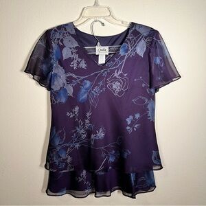 Floral Purple Top and Skirt Set Size 12 Petite